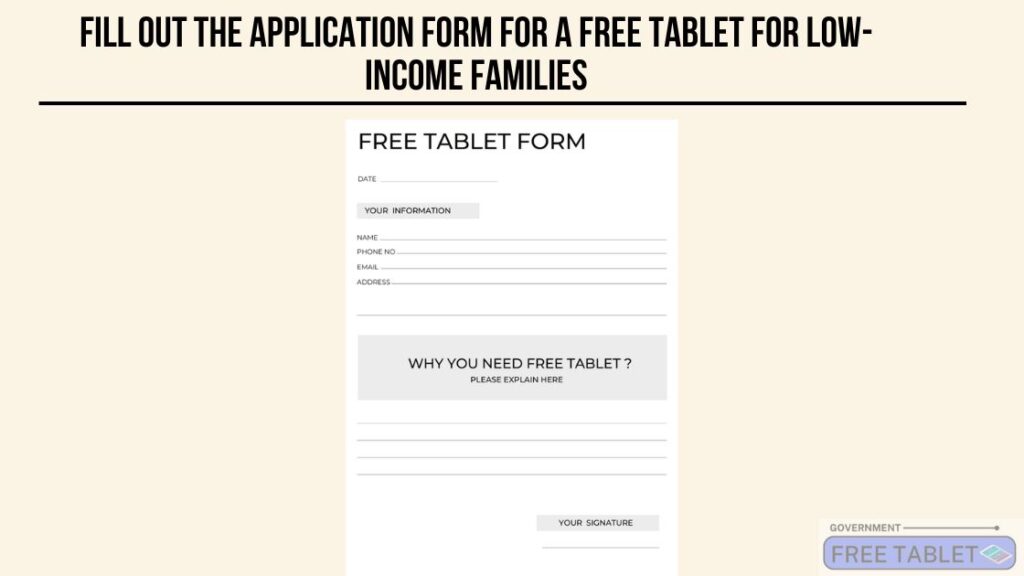 Application Form Free Tablet for Low-Income Families